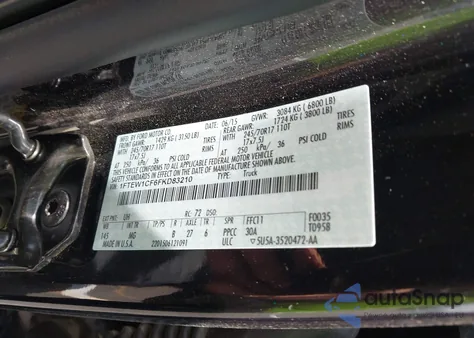 2015 Ford F-150 Xlt z USA, uszkodzony, nr VIN 1FTEW1CF6FKD83210